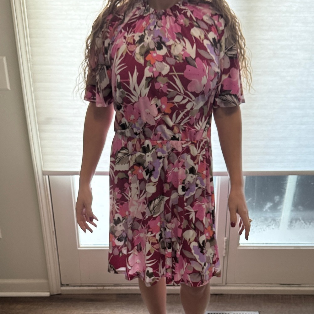 Maggy London Pink Floral Asymmetrical Dress